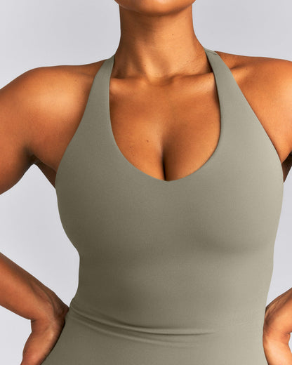 Oner Active SoftMotion™ Racer Back Tank Top with Built in Bra Shelf | Alpine Green