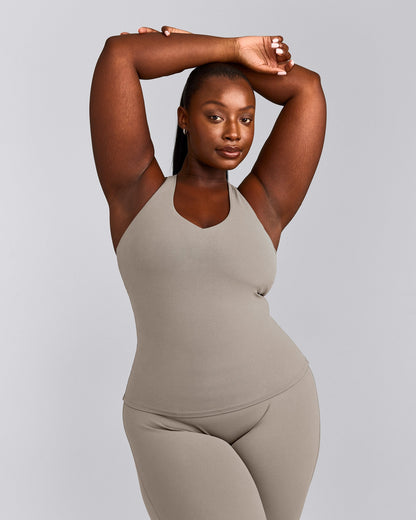 Oner Active SoftMotion™ Racer Back Tank Top with Built in Bra Shelf | Warm Sand