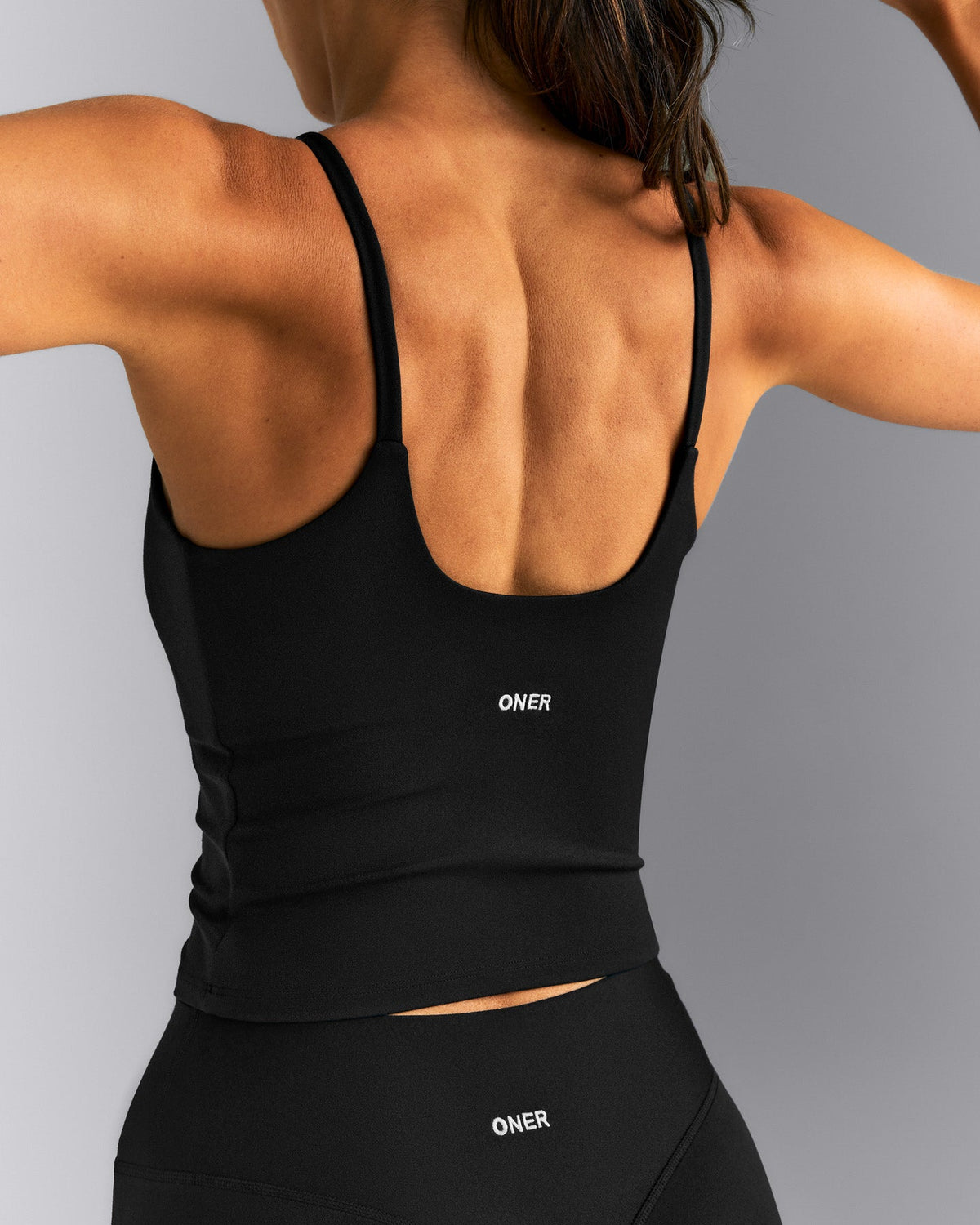 Oner Active SoftMotion™ Strappy Tank Top with Built in Bra Shelf | Black