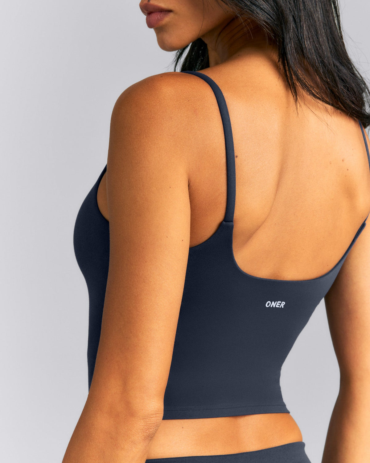 Oner Active SoftMotion™ Strappy Mid Tank Top with Built in Bra Shelf | True Blue