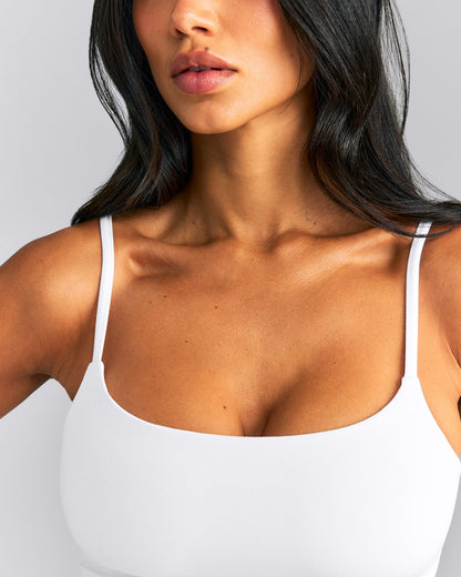 Oner Active SoftMotion™ Strappy Mid Tank Top with Built in Bra Shelf | White