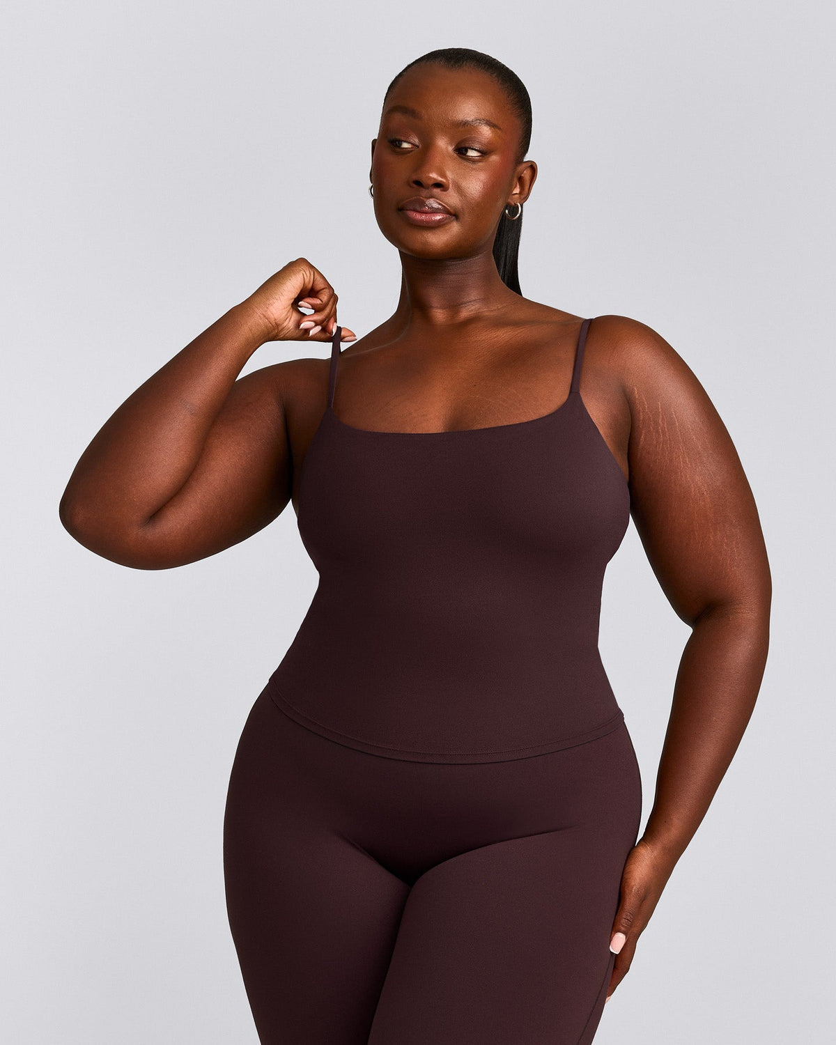 Oner Active SoftMotion™ Strappy Mid Tank Top with Built in Bra Shelf | Plum Brown