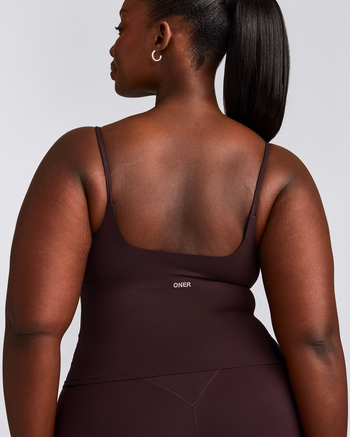 Oner Active SoftMotion™ Strappy Mid Tank Top with Built in Bra Shelf | Plum Brown