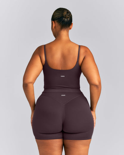 Oner Active SoftMotion™ Strappy Mid Tank Top with Built in Bra Shelf | Dark Umber Brown