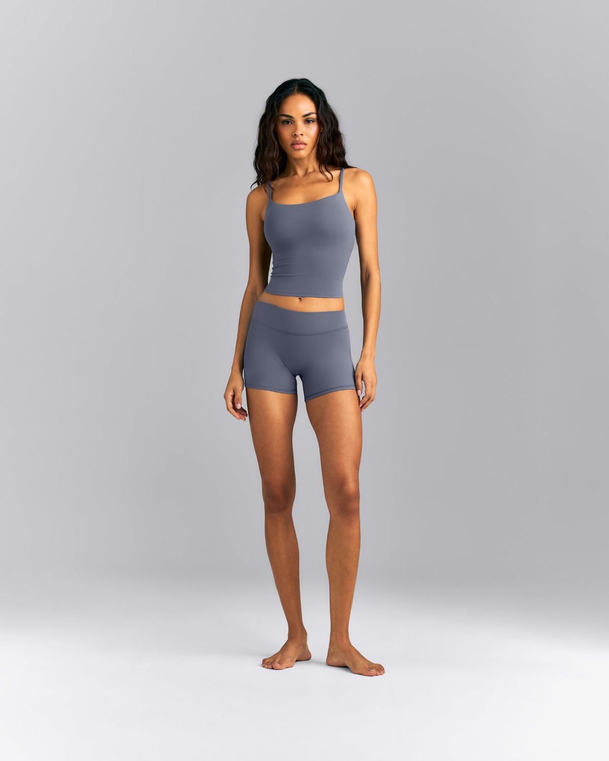Oner Active SoftMotion™ Strappy Mid Tank Top with Built in Bra Shelf | Granite Blue