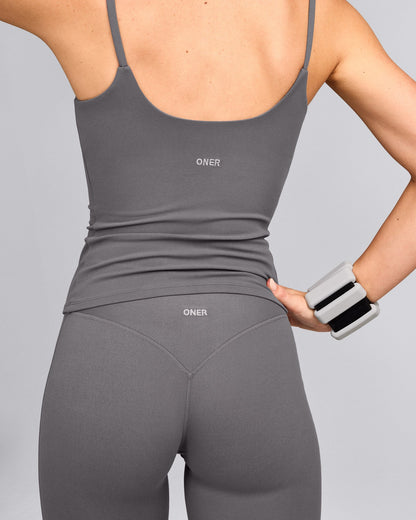 Oner Active SoftMotion™ Strappy Tank Top with Built in Bra Shelf | Ash Gray