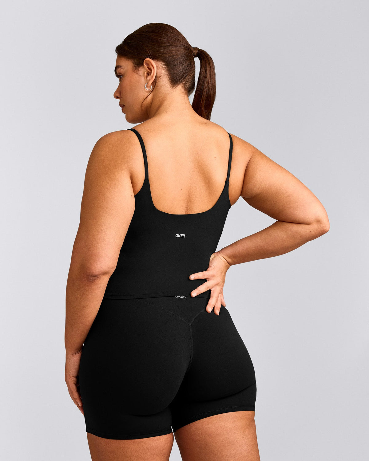 Oner Active SoftMotion™ Strappy Tank Top with Built in Bra Shelf | Black