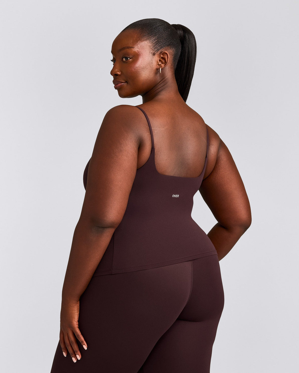 Oner Active SoftMotion™ Strappy Tank Top with Built in Bra Shelf | Plum Brown