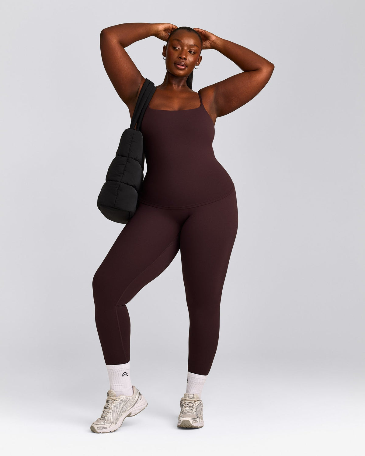 Oner Active SoftMotion™ Strappy Tank Top with Built in Bra Shelf | Plum Brown