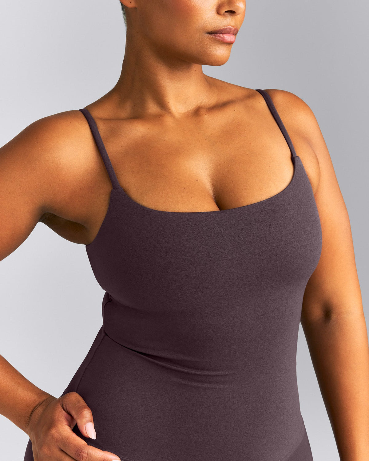 Oner Active SoftMotion™ Strappy Tank Top with Built in Bra Shelf | Dark Umber Brown