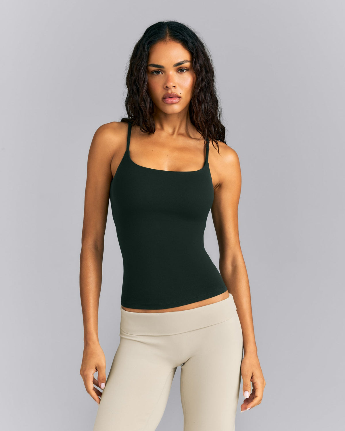 Oner Active SoftMotion™ Strappy Tank Top with Built in Bra Shelf | Emerald Noir