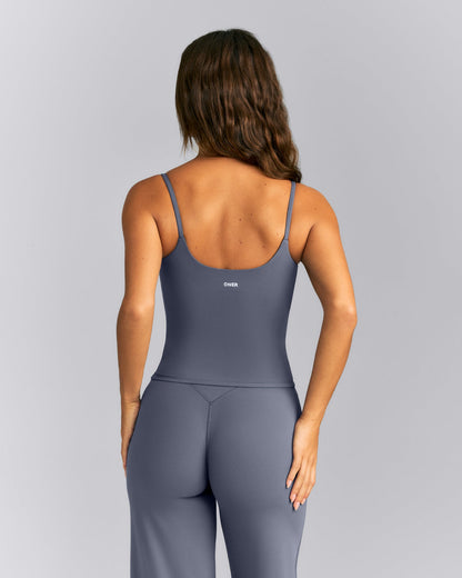 Oner Active SoftMotion™ Strappy Tank Top with Built in Bra Shelf | Granite Blue
