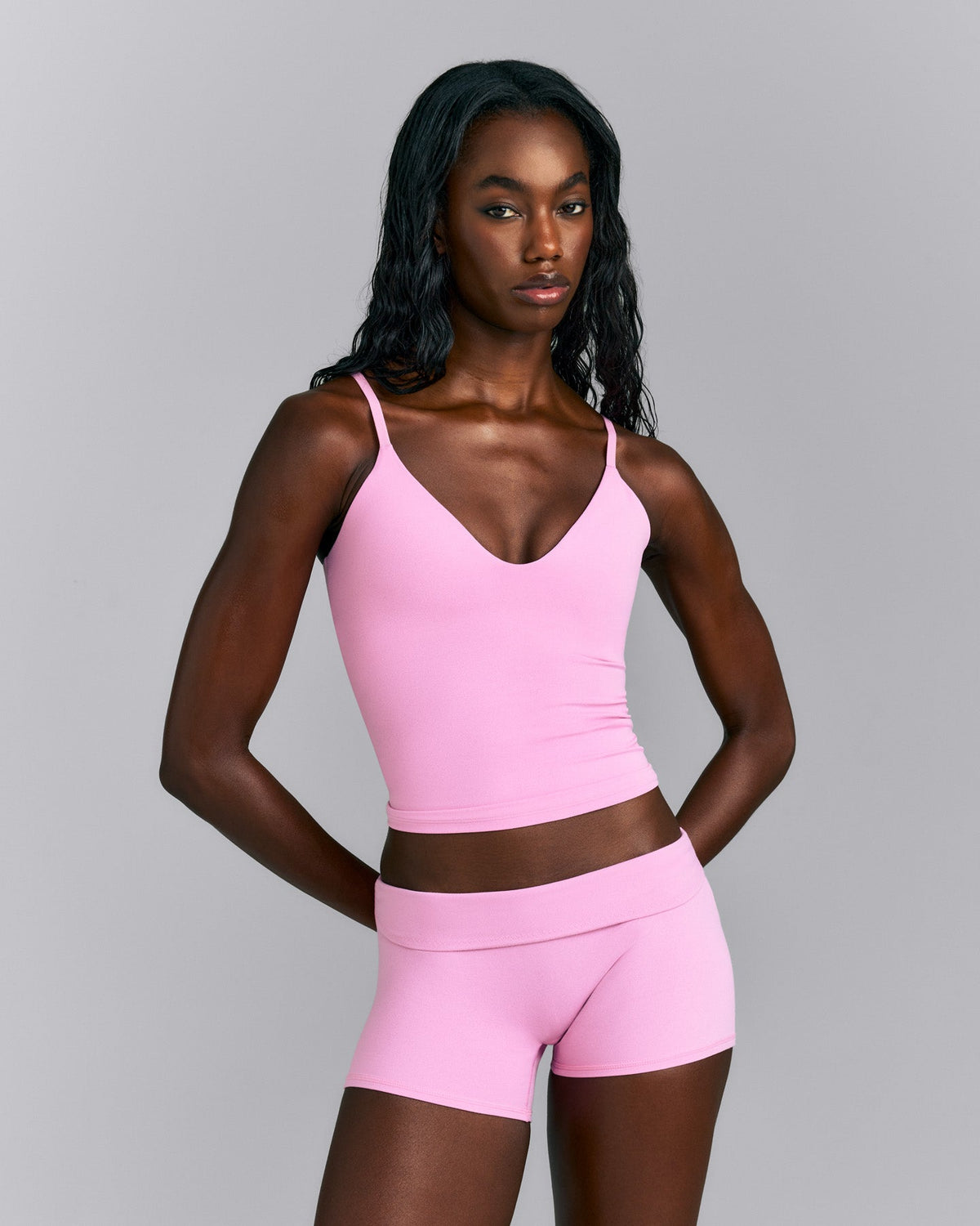 Oner Active SoftMotion™ Adjustable V Neck Tank Top with Built in Bra Shelf | Rose Pink