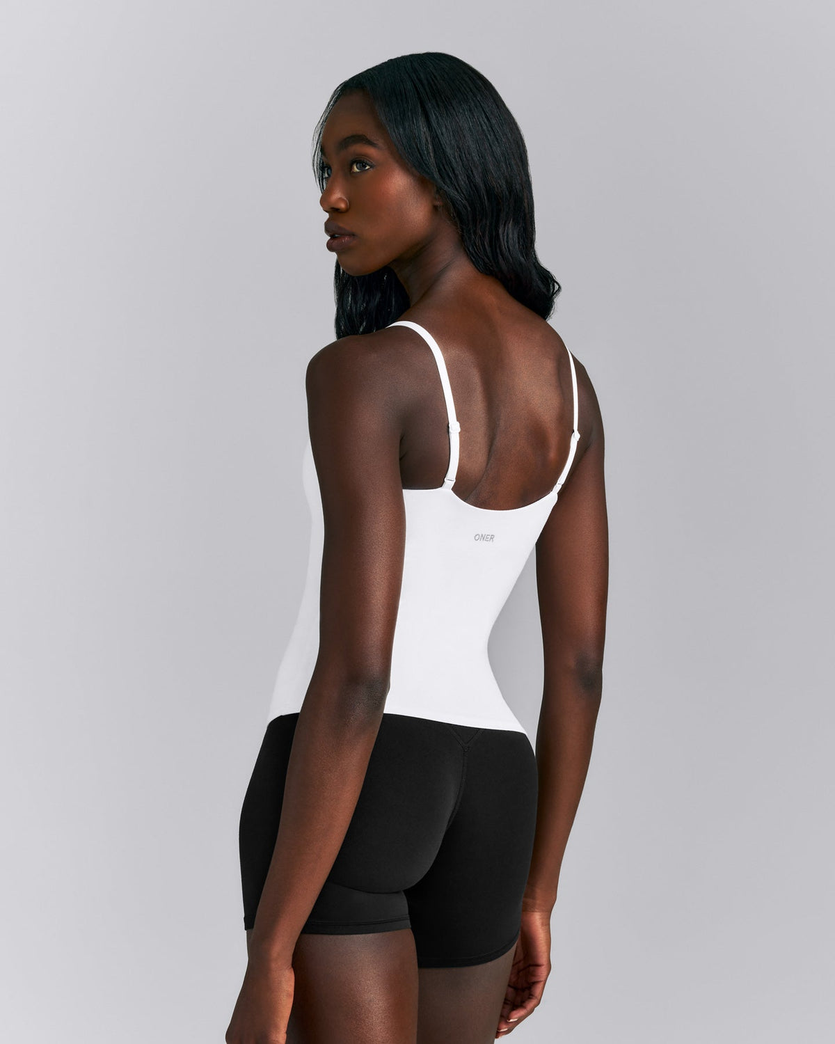 Oner Active SoftMotion™ Adjustable V Neck Tank Top with Built in Bra Shelf | White