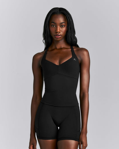 Oner Active UnifiedMove™ T Back Mid Tank with Built in Bra Shelf | Black