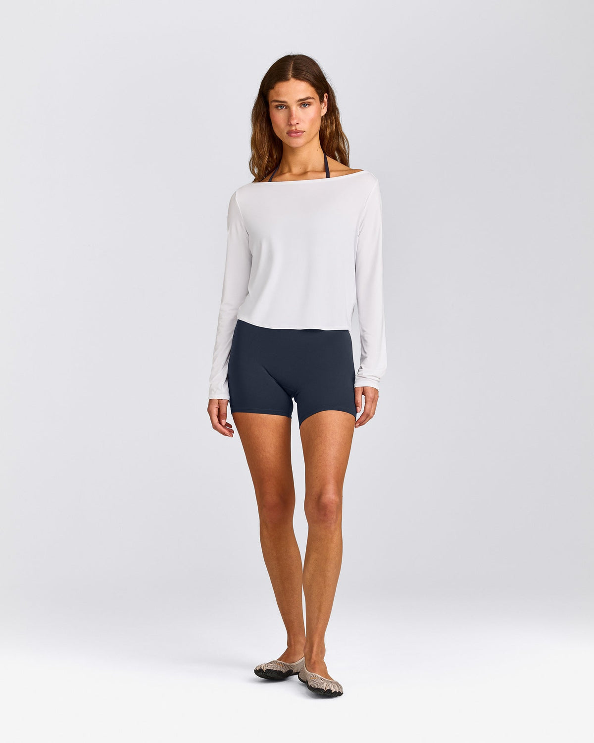 Oner Active FormeSoft™ Relaxed Slash Neck Long Sleeve Top | White
