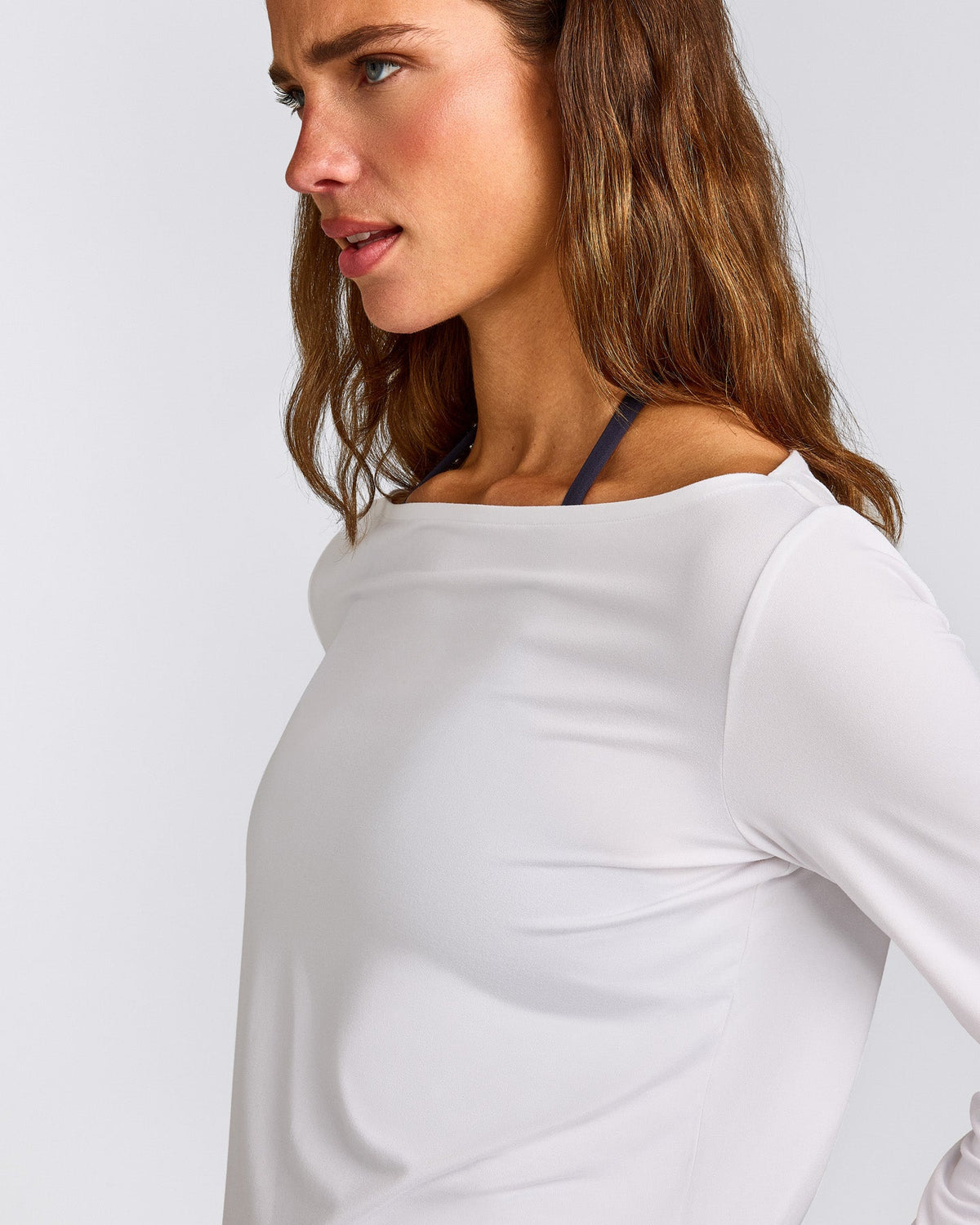 Oner Active FormeSoft™ Relaxed Slash Neck Long Sleeve Top | White