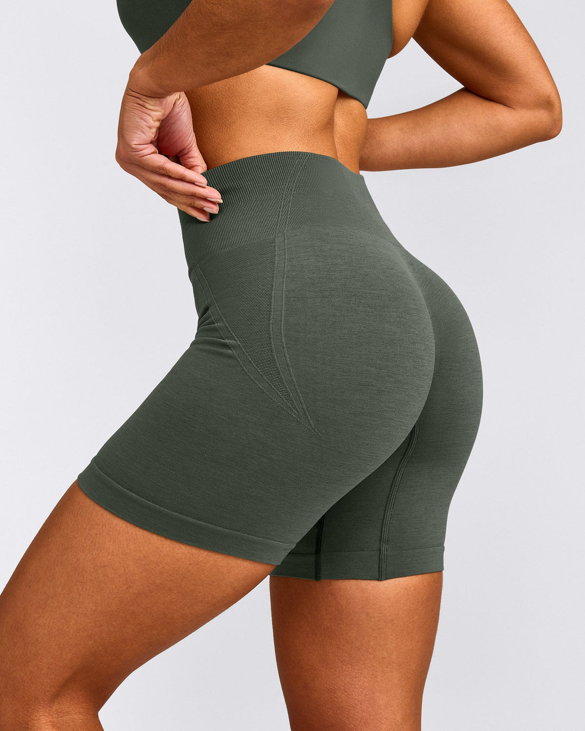 Oner Active EffortlessLift™ Seamless Mid Rise Shorts | Dark Khaki