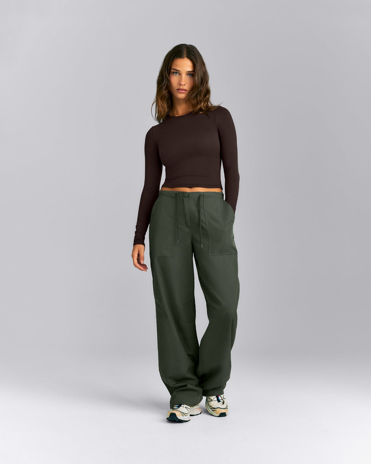 Oner Active Fitted Cotton Long Sleeve Crew Neck Top | 70% Cocoa