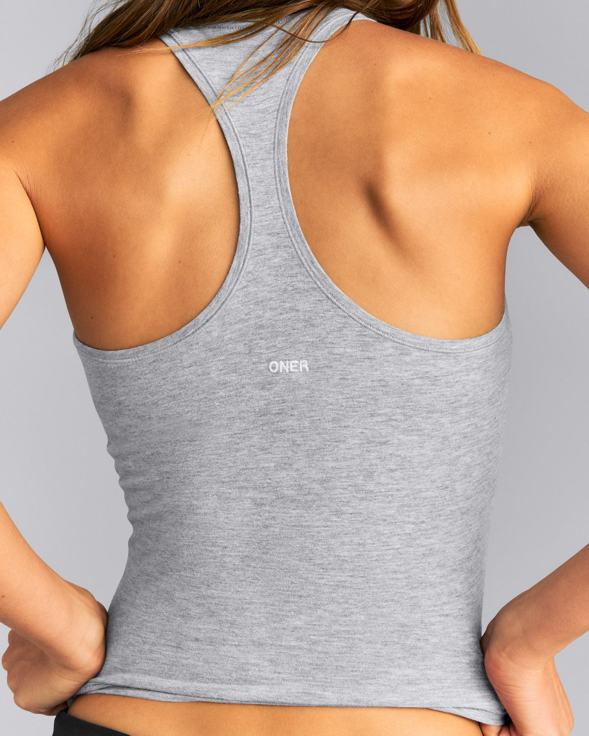Oner Active Fitted Cotton Racer Tank | Mid Gray Marl