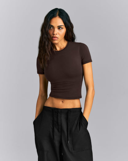 Oner Active Fitted Cotton Short Sleeve Crew Neck T-Shirt | 70% Cocoa