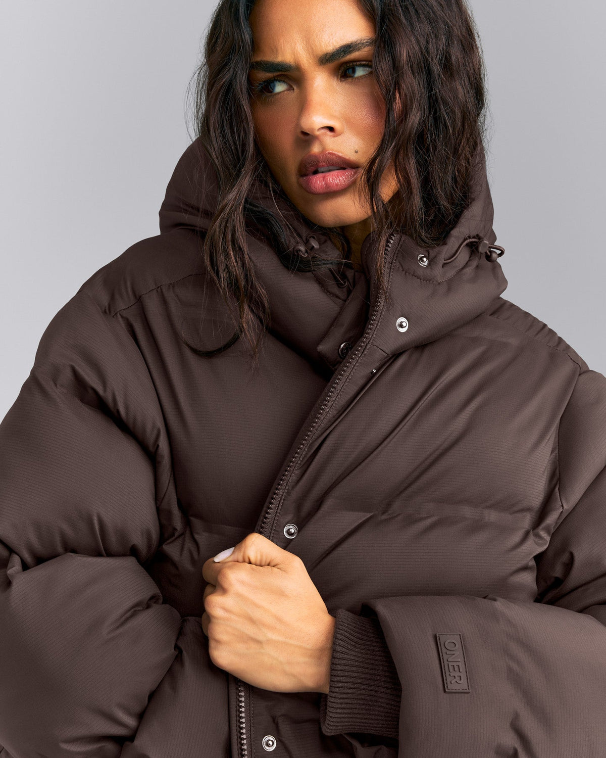 Oner Active Oversized Longline Puffer Jacket | 70% Cocoa