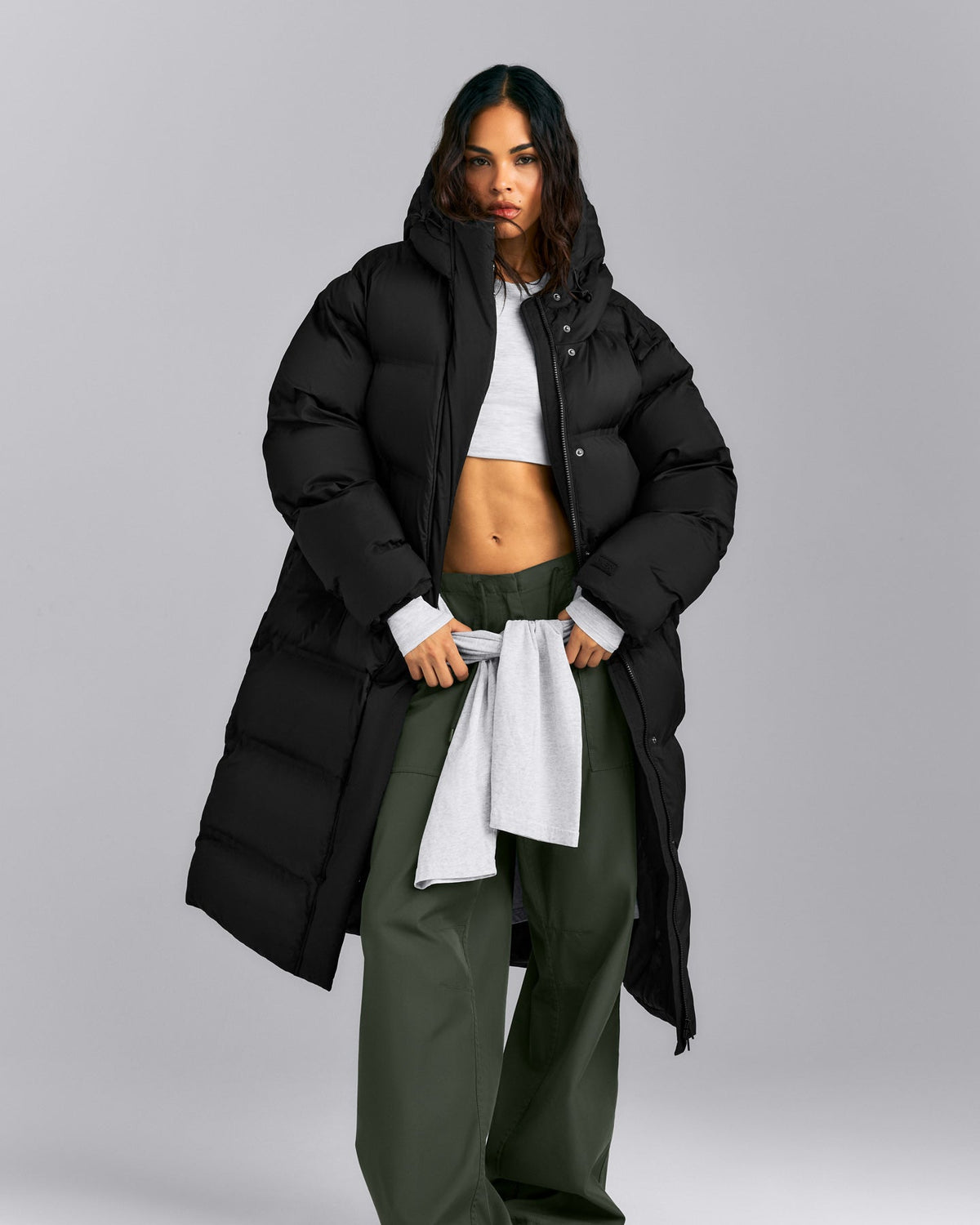 Oner Active Oversized Longline Puffer Jacket | Black