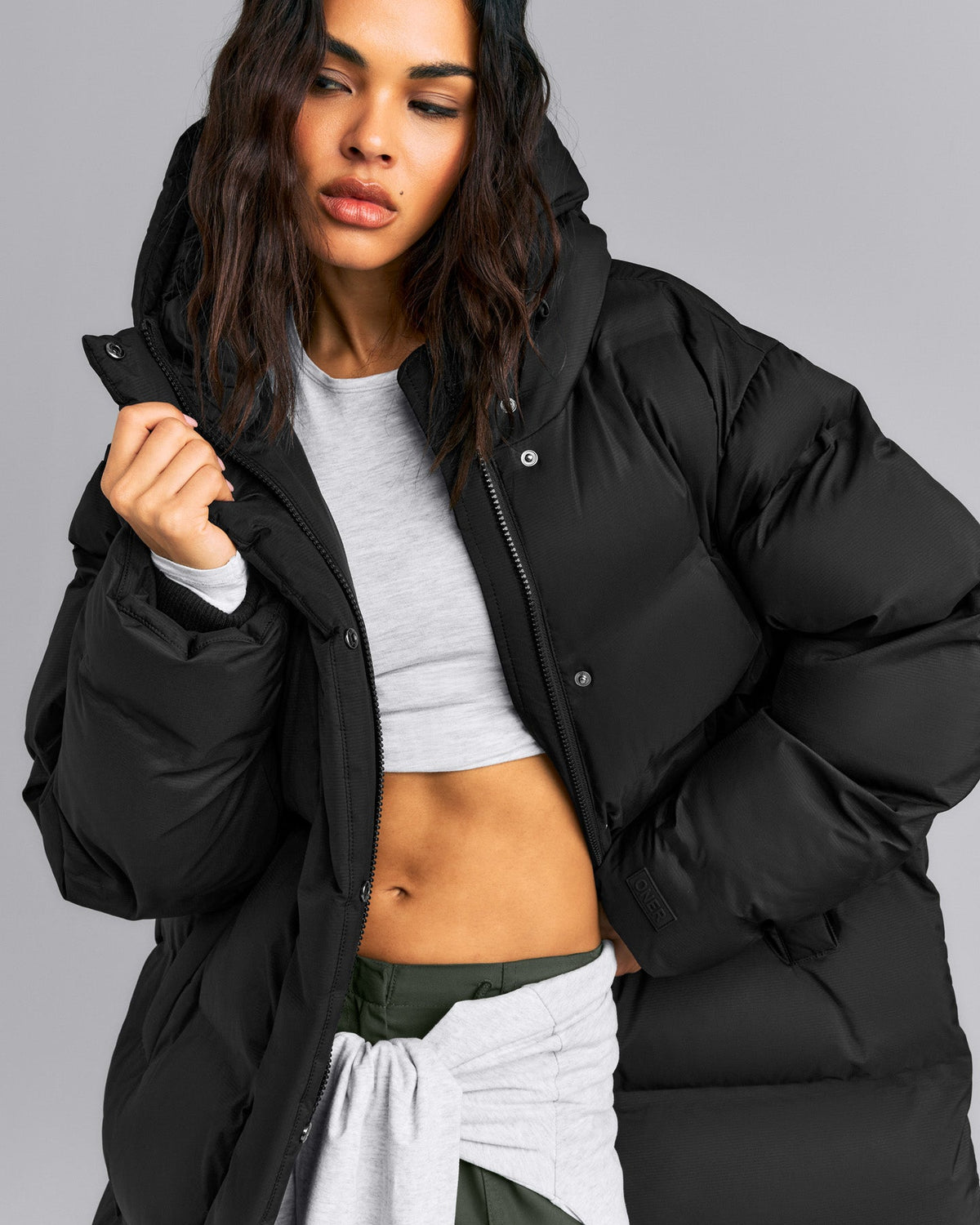 Oner Active Oversized Longline Puffer Jacket | Black