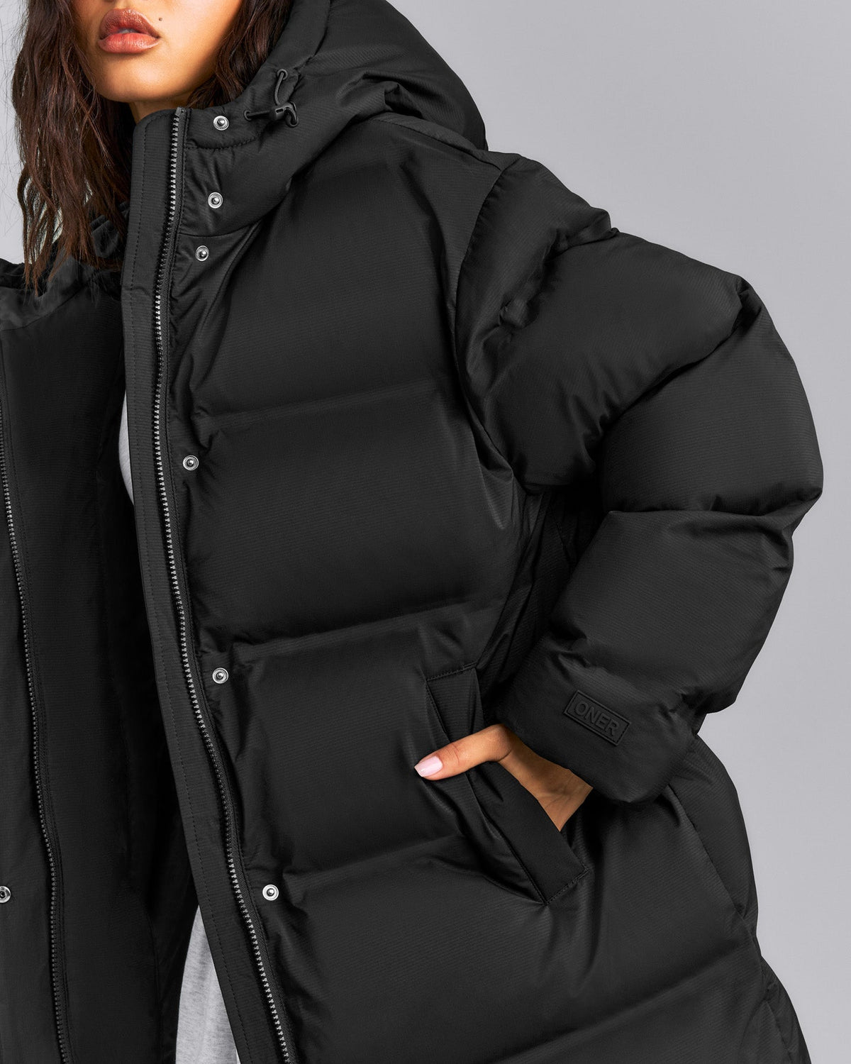Oner Active Oversized Longline Puffer Jacket | Black