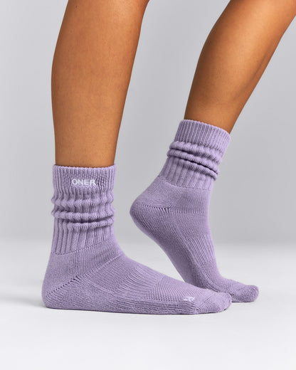 Oner Active Rib Long Crew Socks | Dark Lavender Marl