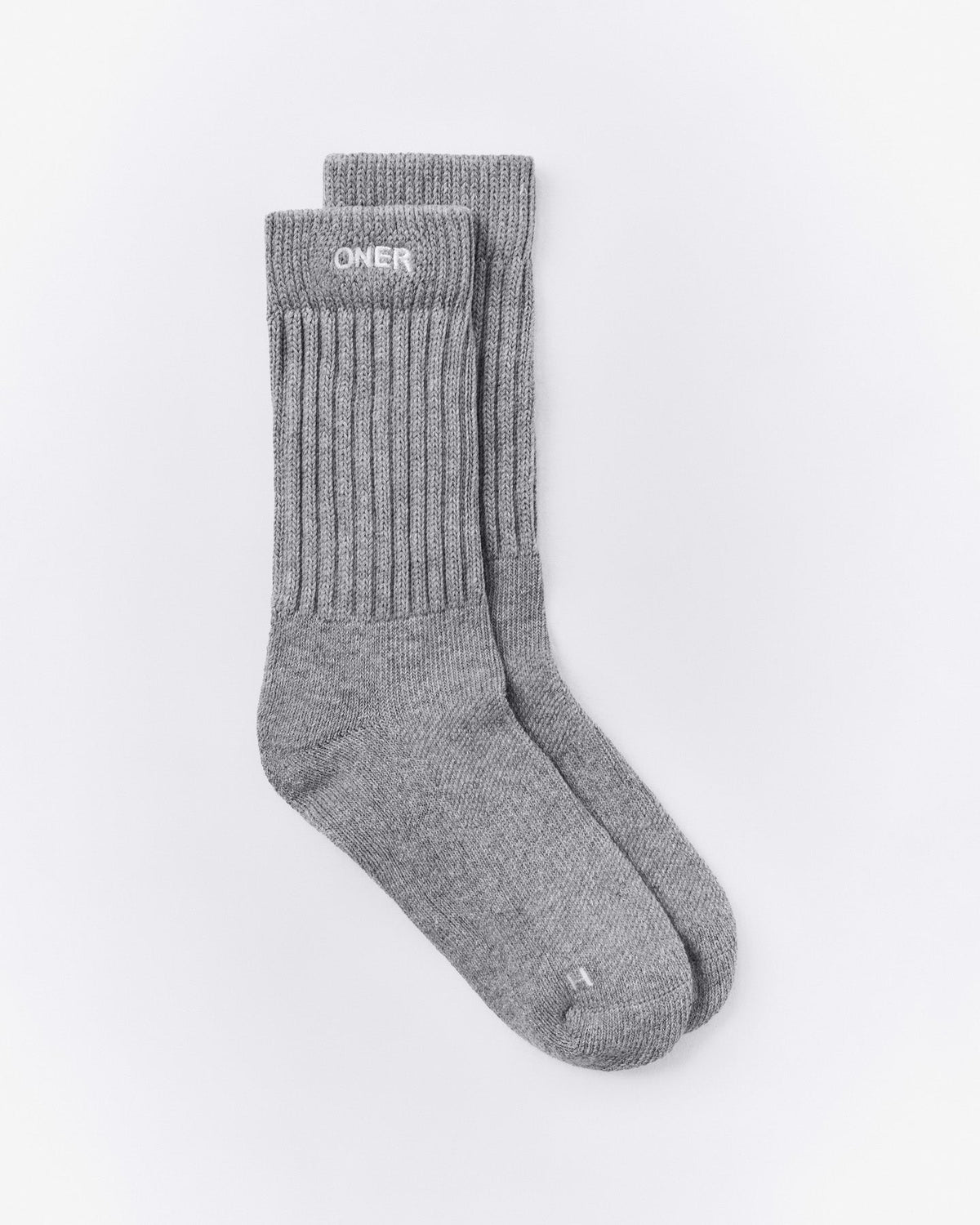 Oner Active Rib Long Crew Socks | Mid Gray Marl