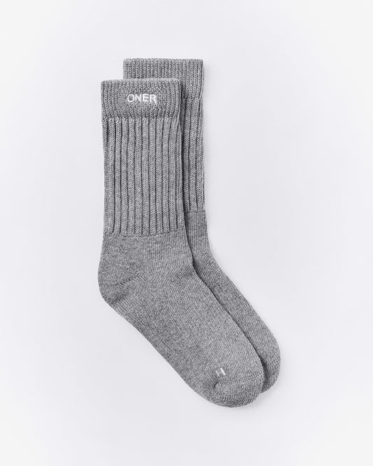Oner Active Rib Long Crew Socks | Mid Gray Marl