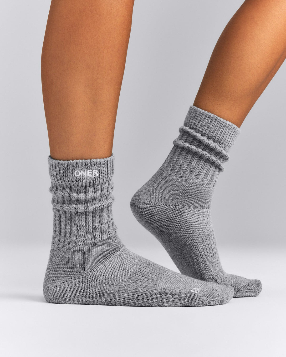 Oner Active Rib Long Crew Socks | Mid Gray Marl