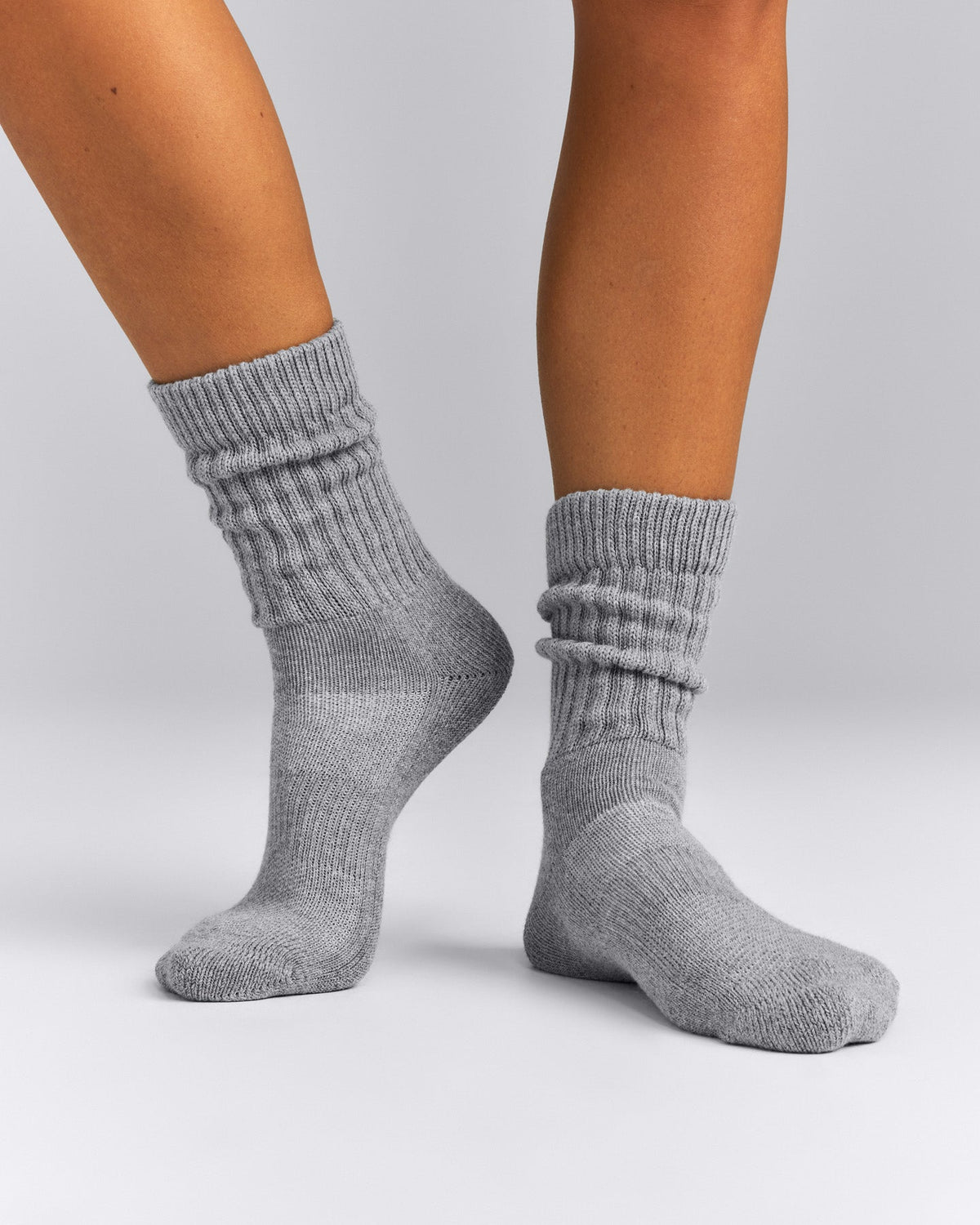 Oner Active Rib Long Crew Socks | Mid Gray Marl