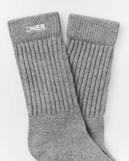 Oner Active Rib Long Crew Socks | Mid Gray Marl