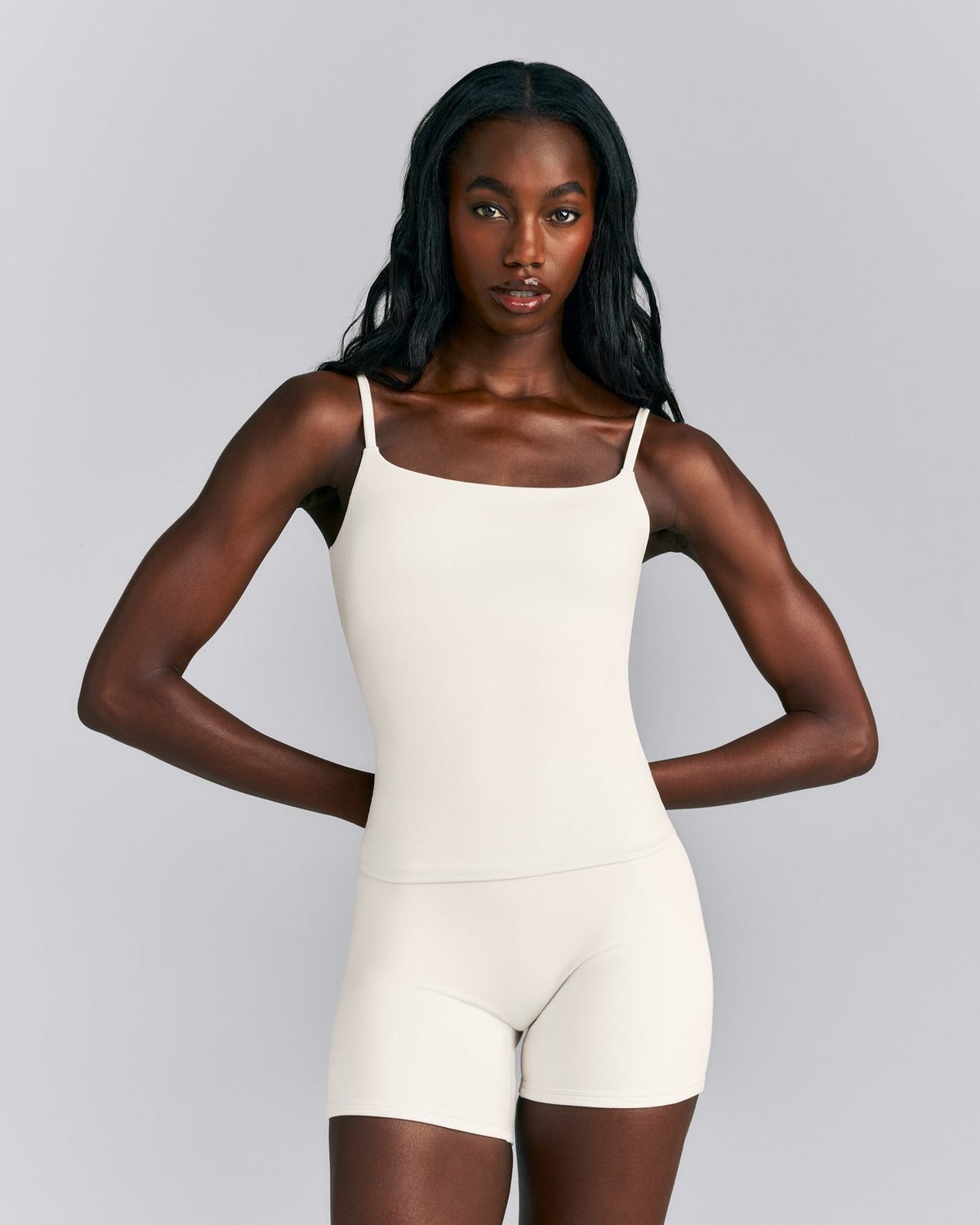 Oner Active SoftMotion™ Strappy Tank Top with Built in Bra Shelf | Marshmallow White