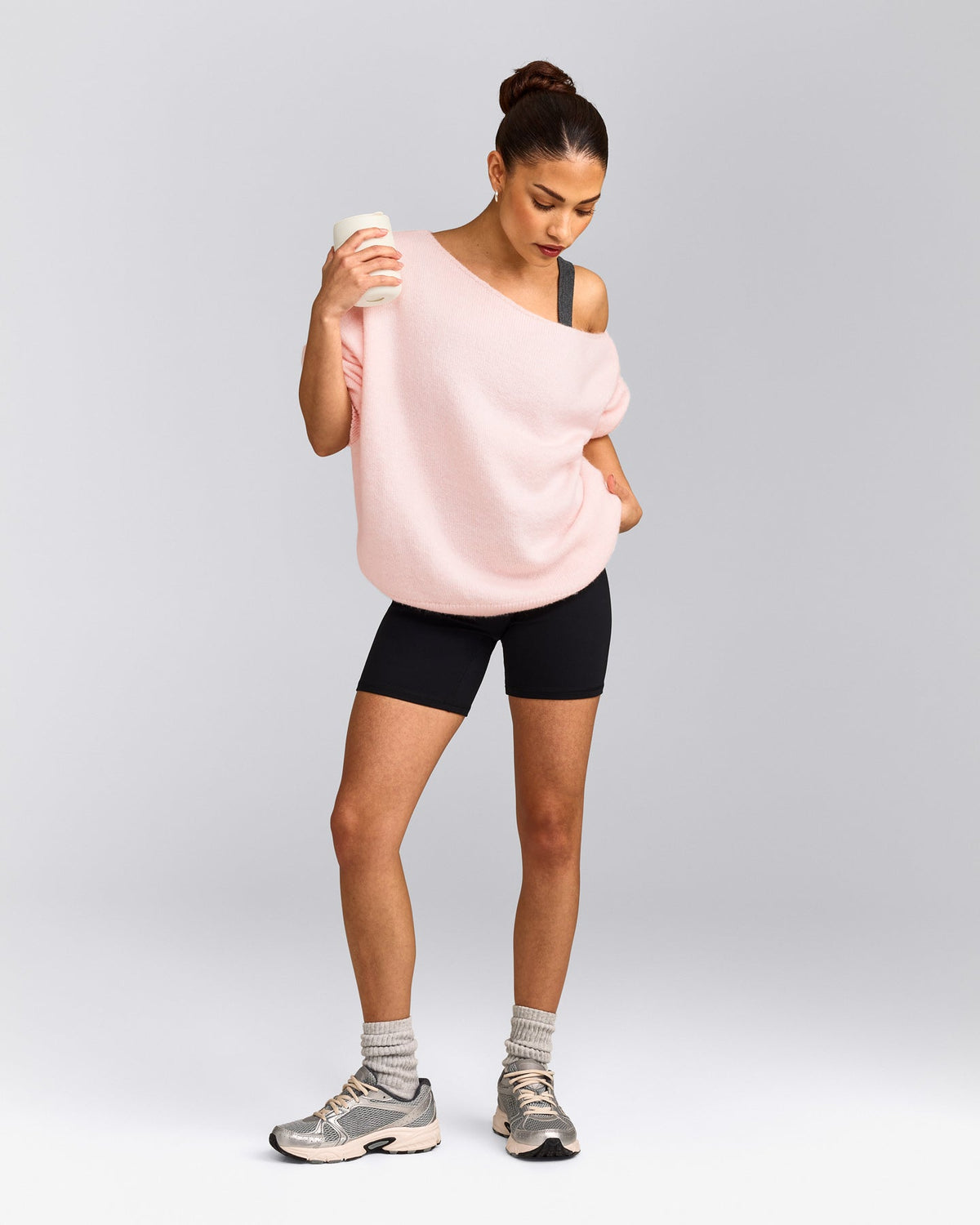 Oner Active Oversized Knit Off-The-Shoulder Sweater | Soft Girl Pink