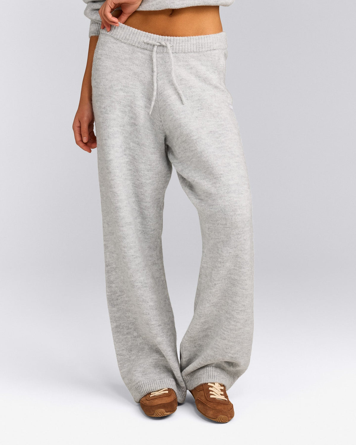 Oner Active Oversized Knit Straight Leg Pants | Light Gray Marl