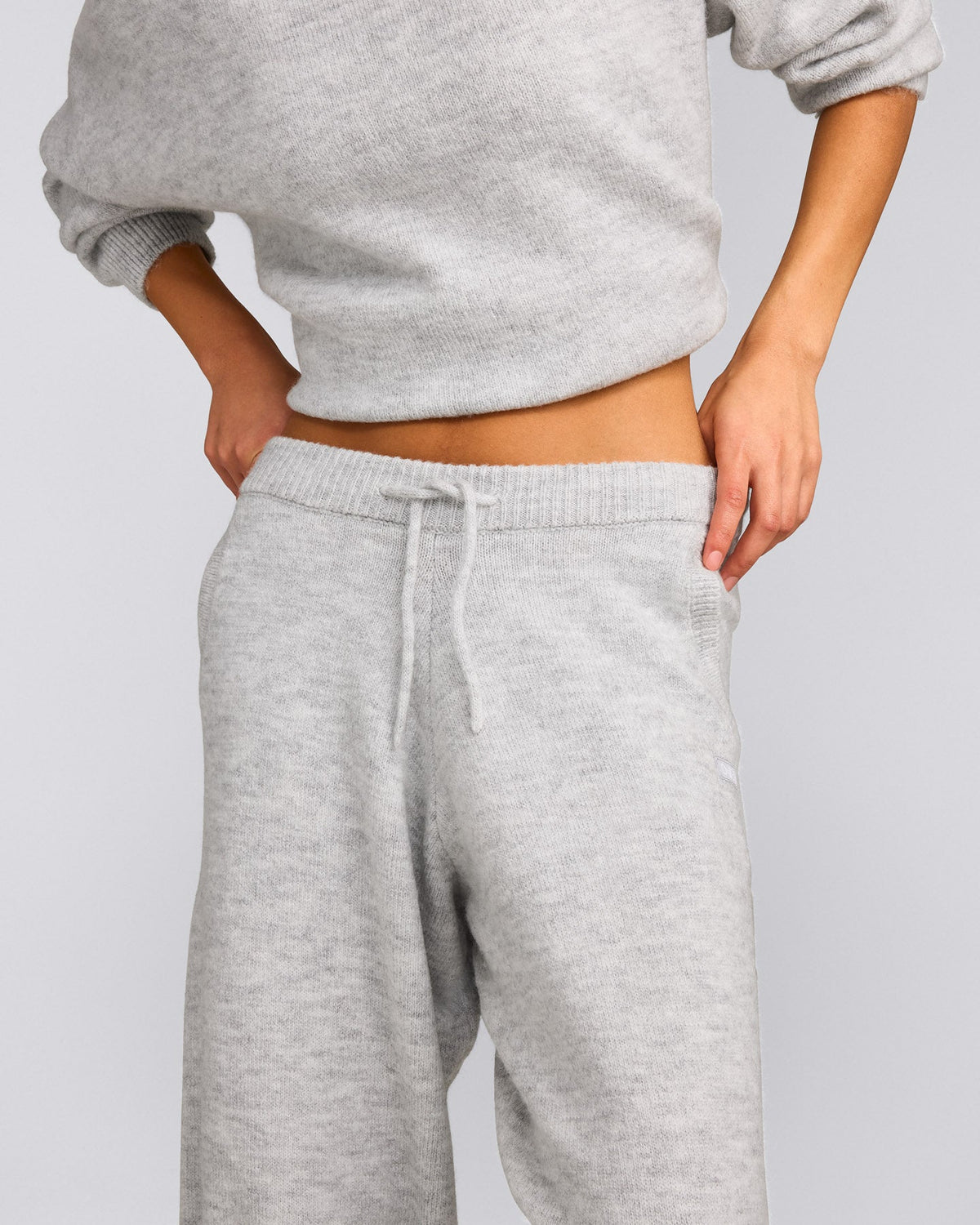 Oner Active Oversized Knit Straight Leg Pants | Light Gray Marl