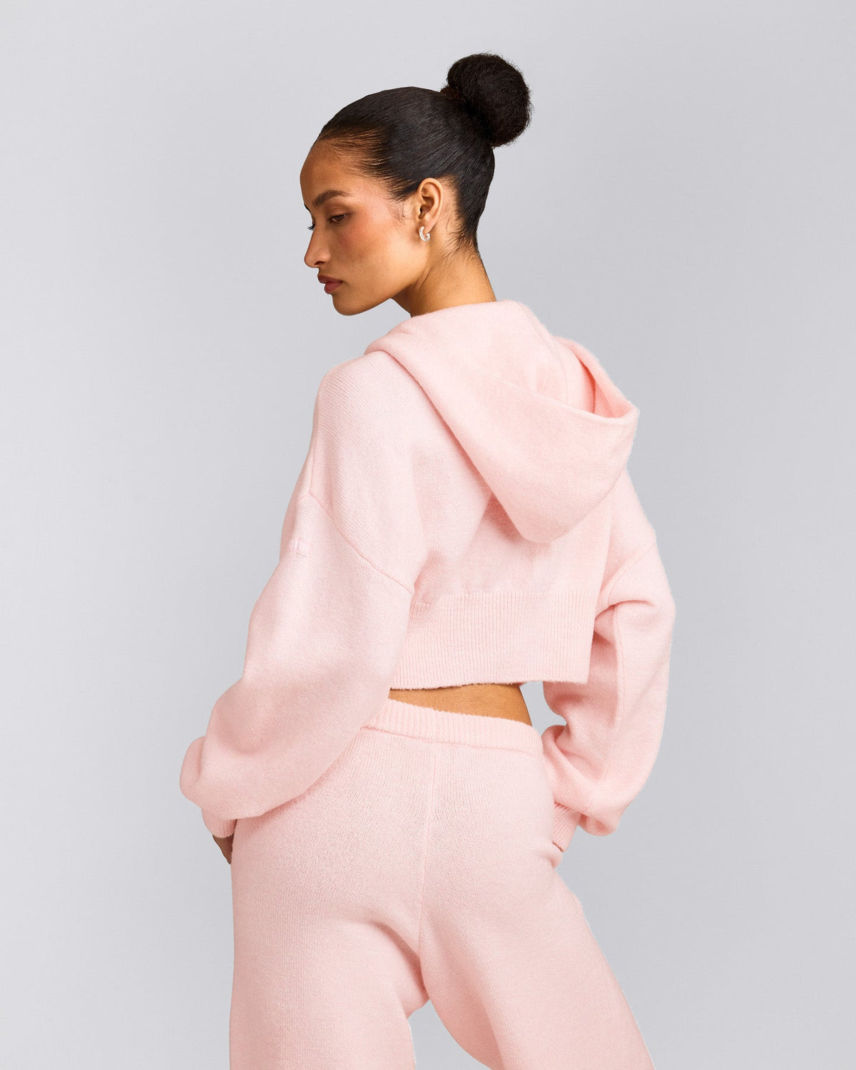 Oner Active Oversized Knit Zip Up Mid Hoodie | Soft Girl Pink