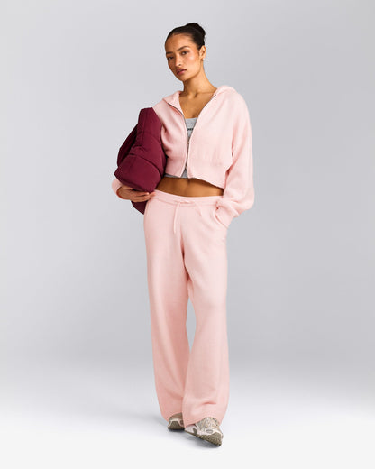 Oner Active Oversized Knit Zip Up Mid Hoodie | Soft Girl Pink