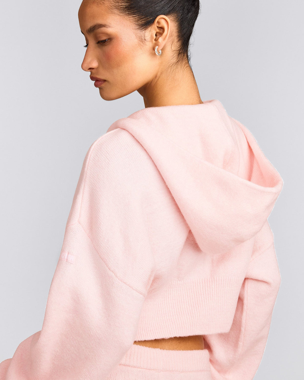 Oner Active Oversized Knit Zip Up Mid Hoodie | Soft Girl Pink