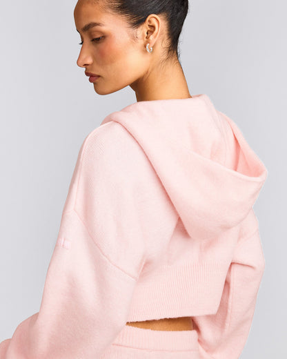 Oner Active Oversized Knit Zip Up Mid Hoodie | Soft Girl Pink