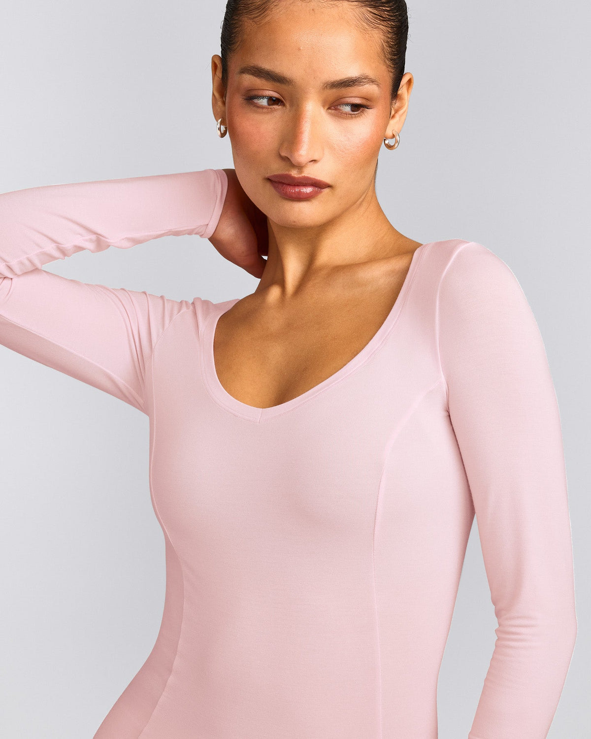 Oner Active Mellow™ Motion Wide V Neck Long Sleeve Top | Soft Girl Pink