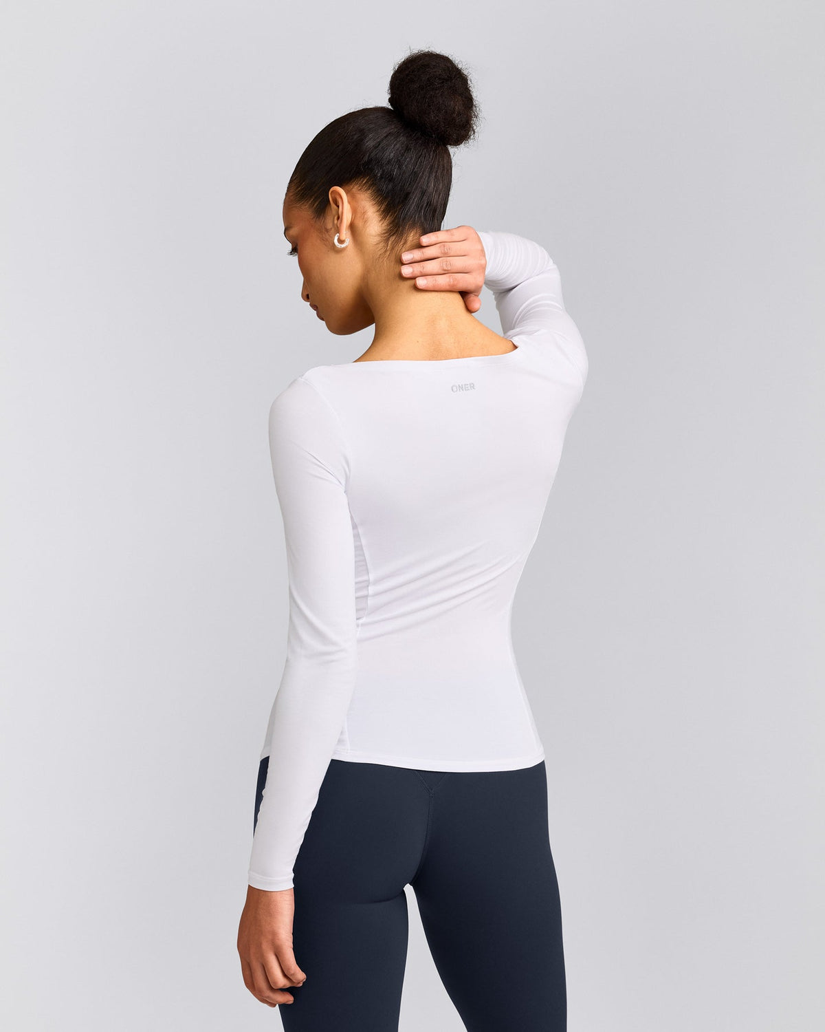 Oner Active Mellow™ Motion Wide V Neck Long Sleeve Top | White