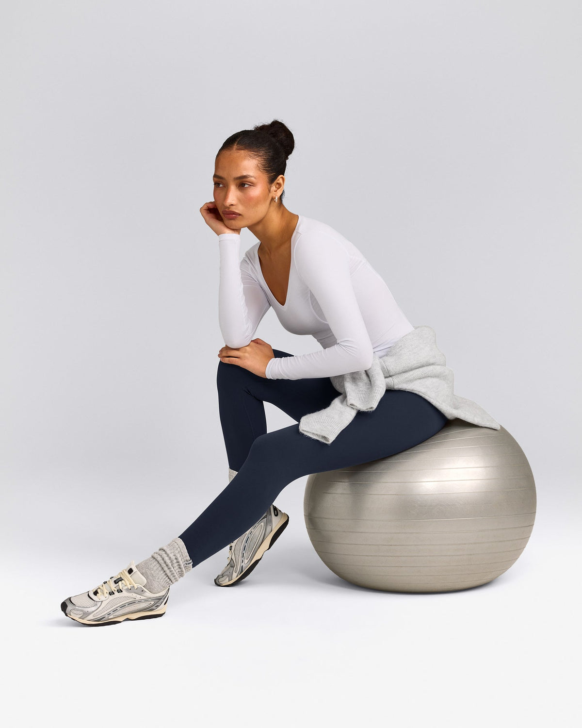 Oner Active Mellow™ Motion Wide V Neck Long Sleeve Top | White
