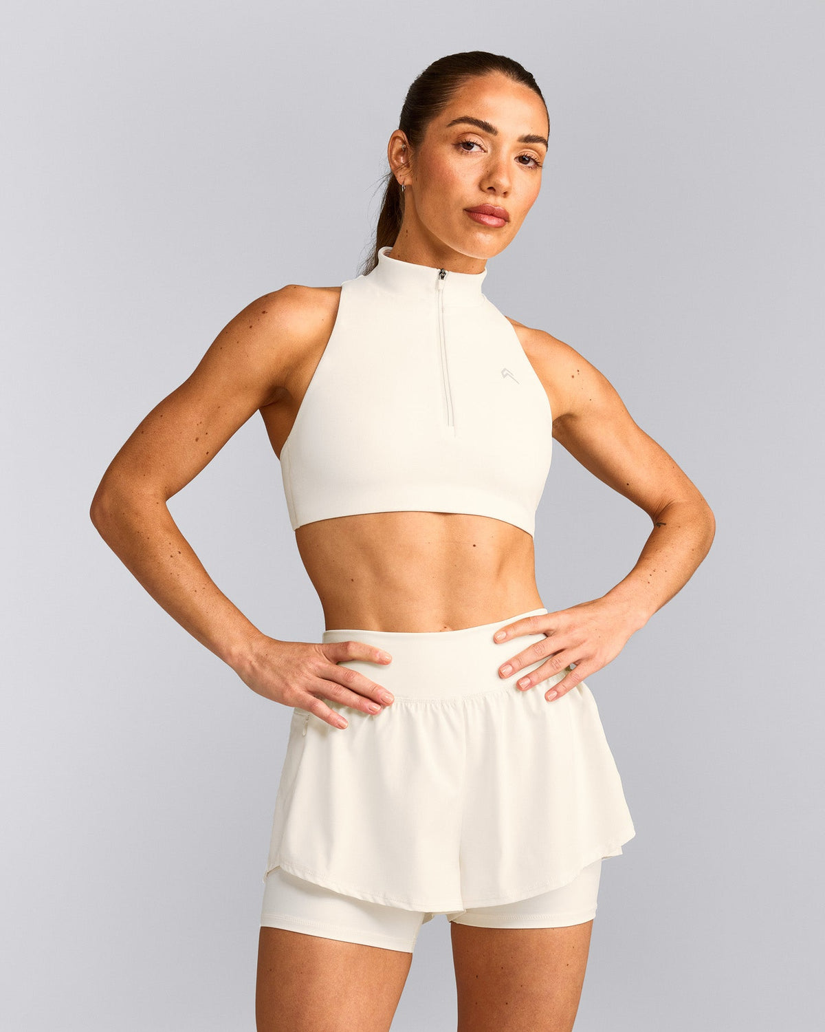 Oner Active EasyLift™ Zip High Neck Sports Bra | Marshmallow White