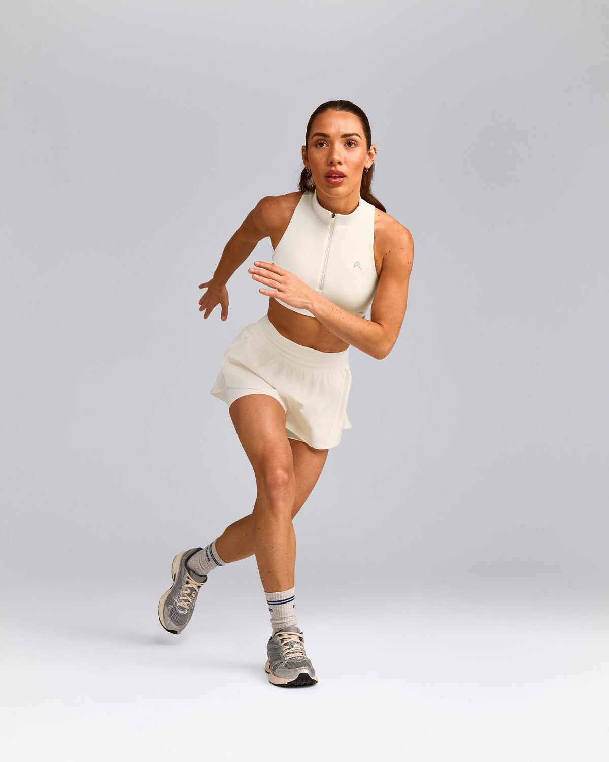 Oner Active EasyLift™ Zip High Neck Sports Bra | Marshmallow White