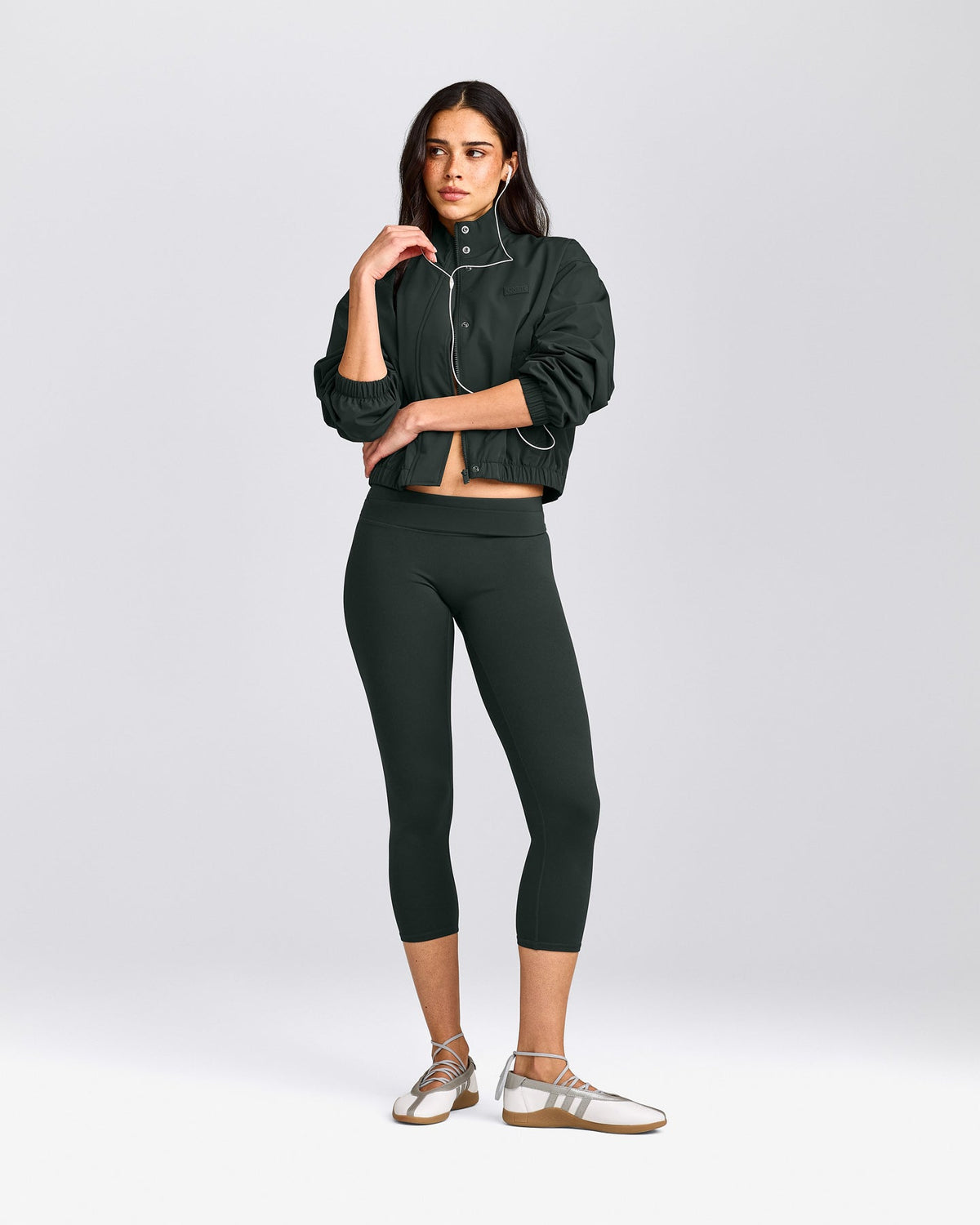 Oner Active Cropped Bomber Jacket | Emerald Noir