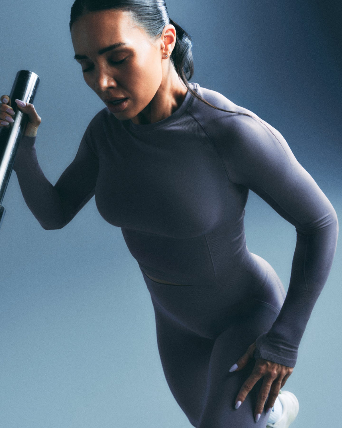 Oner Active Oner Seamless Fitted Long Sleeve Top | Dark Granite Blue
